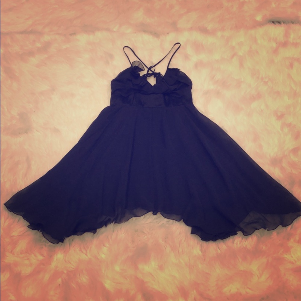 Dark blue light (like silk) dress